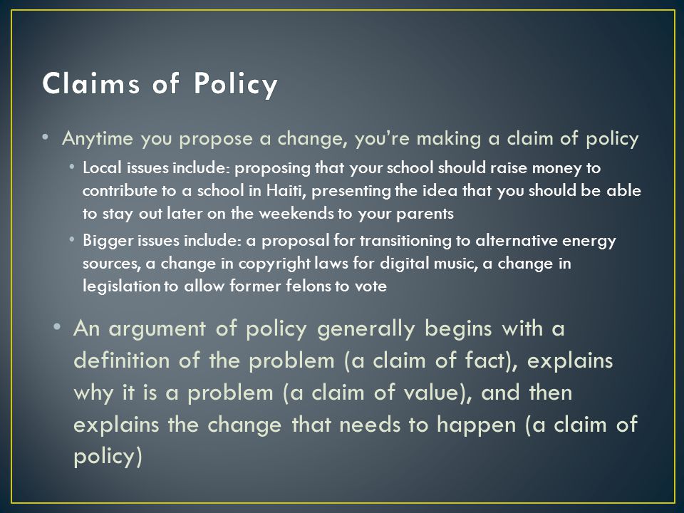 claim of policy essay topics